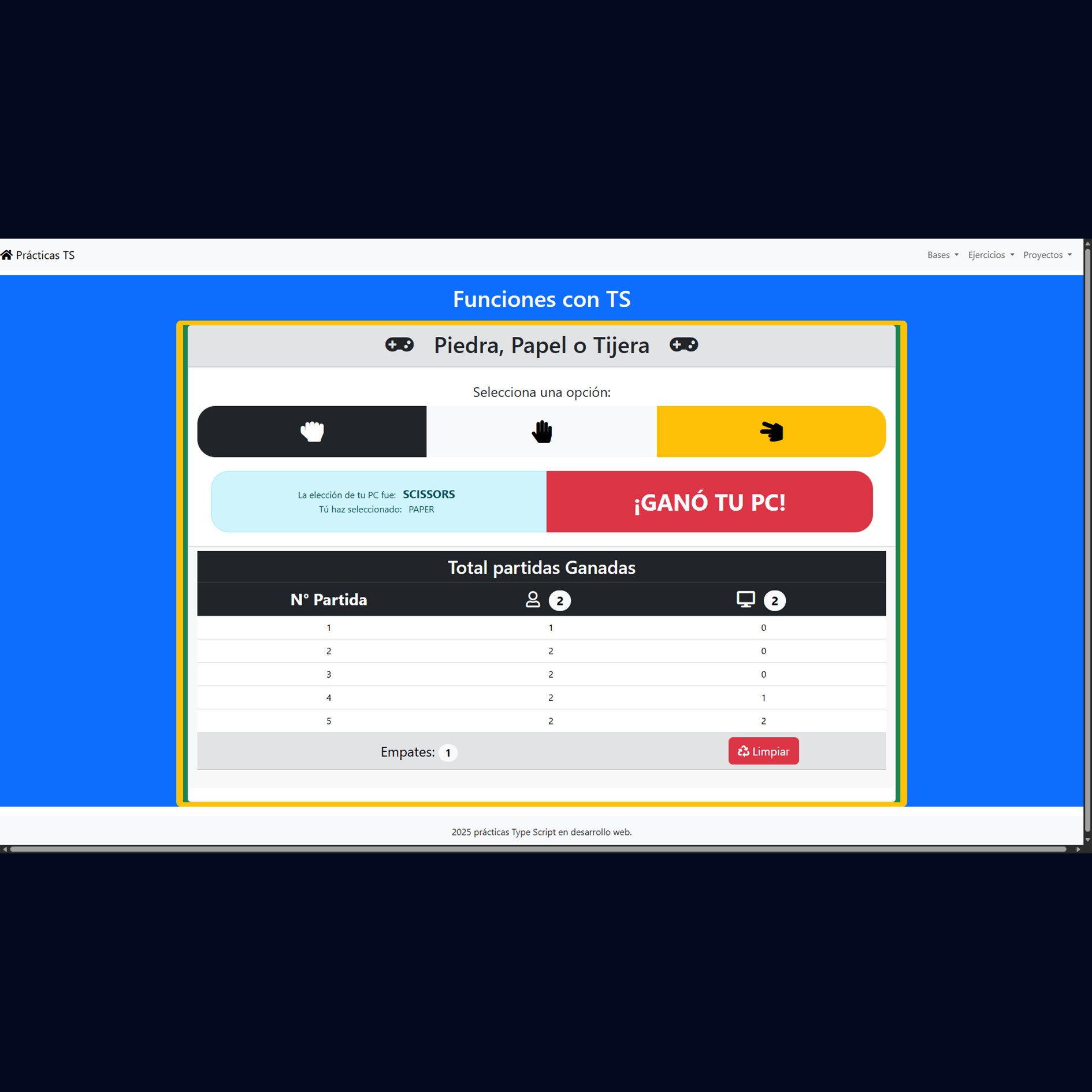 Type Script prectices: rockPaperScissors